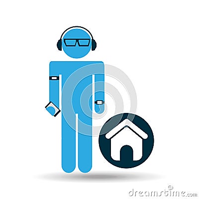 Man web page technology wearable Vector Illustration