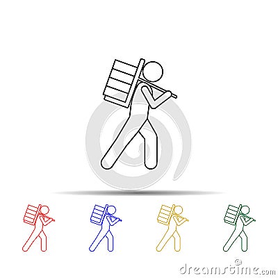 man with weight multi color style icon. Simple thin line, outline of vmle bag and luggage icons for ui and ux, website or Stock Photo