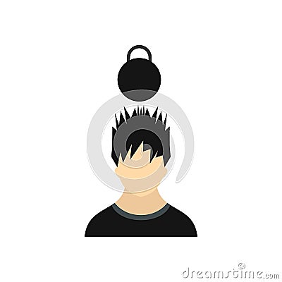 Man with the weight over his head icon, flat style Stock Photo