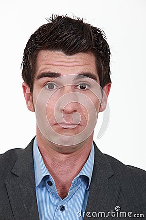Man with a weird face. Stock Photo