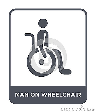 man on wheelchair icon in trendy design style. man on wheelchair icon isolated on white background. man on wheelchair vector icon Vector Illustration