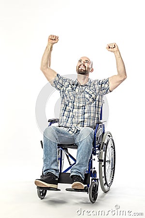 Man on wheelschair Stock Photo