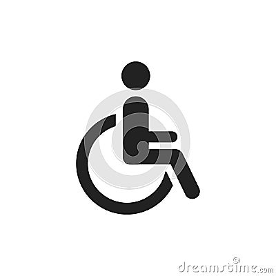 Man in wheelchair vector icon. Handicapped invalid people sign i Vector Illustration