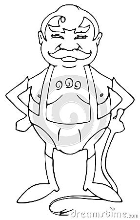 Man with whiplash.Vector uncolored male character Vector Illustration