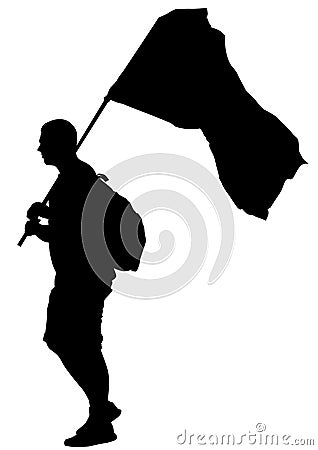 Man whit flag one Vector Illustration