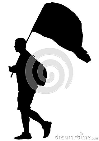 Man whit flag three Vector Illustration