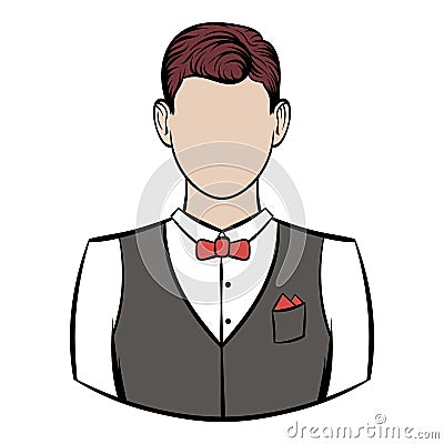 A man in white shirt black waistcoat Vector Illustration