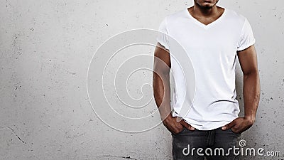 Man in white t-shirt Stock Photo