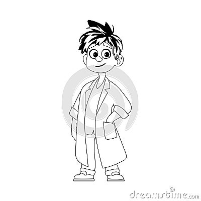 A man who is humorous and charming, and has a job in the medical field where he wears a uniform. Childrens coloring page Vector Illustration