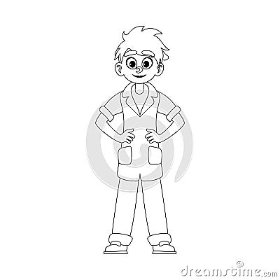 This is a man who works in a medical field. He is funny and easy to like. He wears a special outfit for his job Vector Illustration