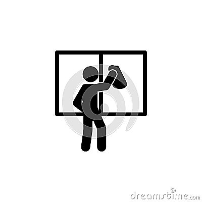 man wiping window icon. Element of man cleaning icon for mobile concept and web apps. Glyph man wiping window icon can be used for Stock Photo