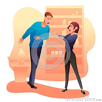 Man and woman arguing flat vector illustration Vector Illustration