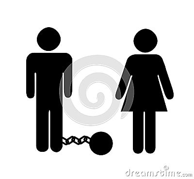 Man & Woman Ball & Chain Stock Photo