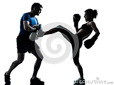 Man woman boxing training Stock Photo