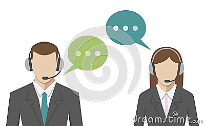 Man, woman, call center Vector Illustration