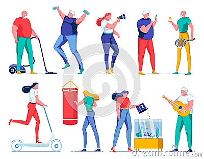 Man and Woman Characters Spending Leisure Flat Stock Photo