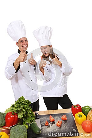 Man and Woman Chefs Stock Photo
