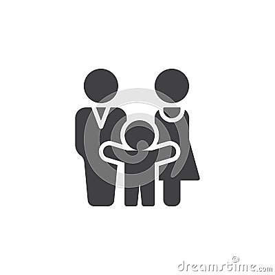 Man, woman and child icon vector, filled flat sign, solid pictogram isolated on white. Vector Illustration