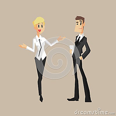 Man And Woman Colleagues Vector Illustration
