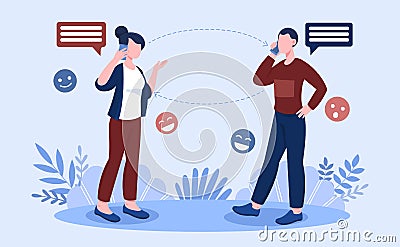 Man and woman communicate Vector Illustration