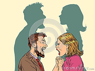 Man and woman conflict quarrel concept. Vector Illustration