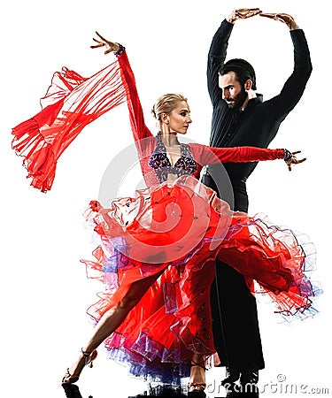 Man woman couple ballroom tango salsa dancer dancing silhouette Stock Photo