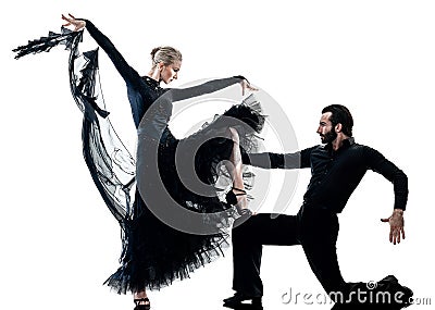 Man woman couple ballroom tango salsa dancer dancing silhouette Stock Photo