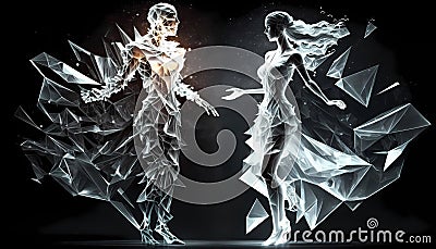 Man and woman dancer gorgeous crystal silhouette Stock Photo