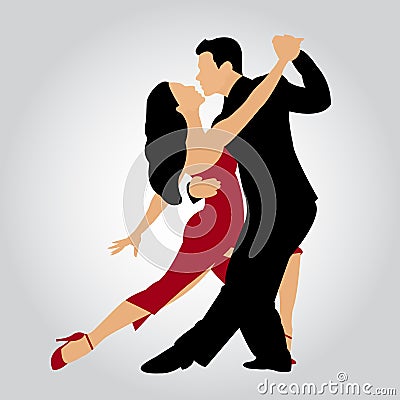 Man and woman dancing tango. Couple dancing tango Vector Illustration