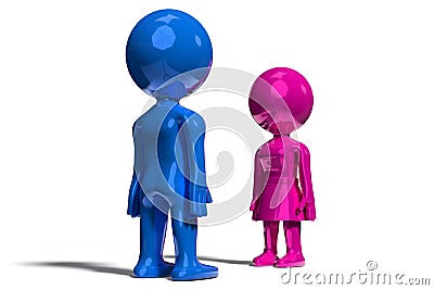 Man and woman - dating, gender concept Cartoon Illustration