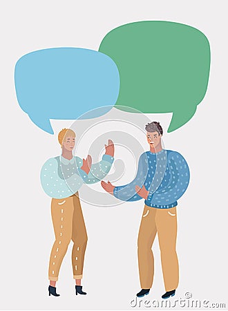 Man and woman in dialogue. Blank speech bubbles Vector Illustration