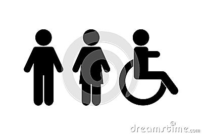 Man, woman, disabled vector icon. Gender icon Stock Photo