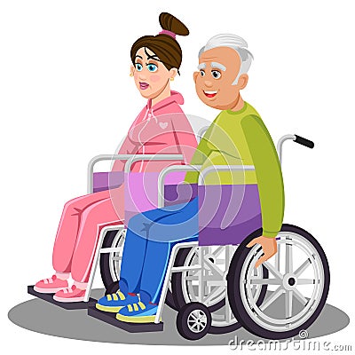 man woman disabled whitevector medical people flyer Stock Photo