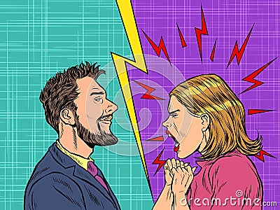 Man and woman dispute emotions scream Vector Illustration