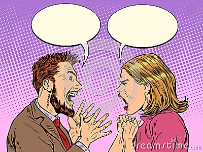 Man and woman dispute emotions scream Vector Illustration