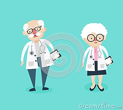 Man and woman doctor characters Vector Illustration