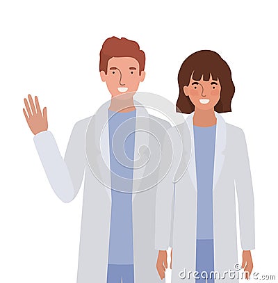 Man and woman doctor with uniforms vector design Vector Illustration