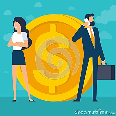 man and woman doing business Vector Illustration