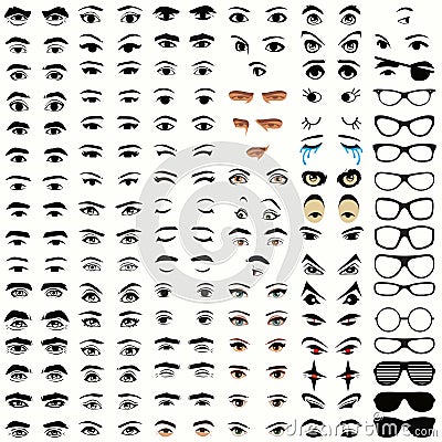 man and woman eyes, lashes icon, Vector Illustration