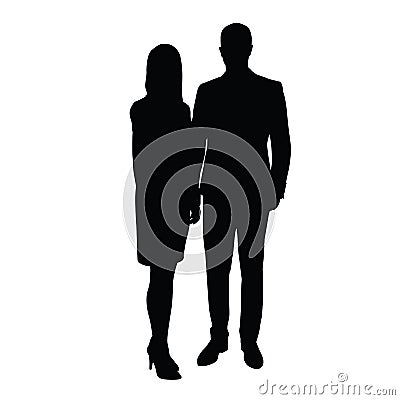 Man and woman in formal wear standing Vector Illustration