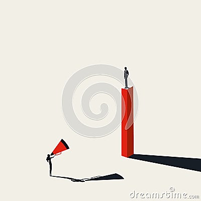 Man and woman, gender discrimination in business vector concept. Gender inequality, woman shouting at man. Vector Illustration