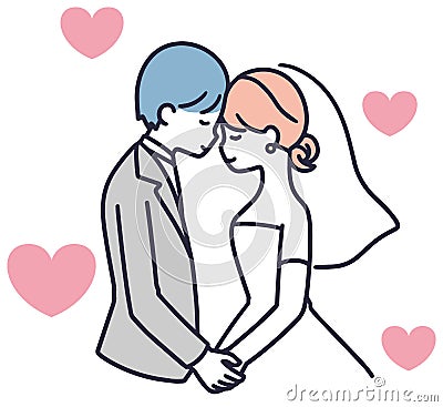 Man and woman getting married Wedding Simple Illustration Stock Photo