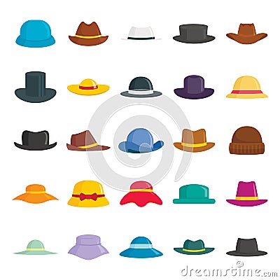 Man and woman hats flat set Vector Illustration