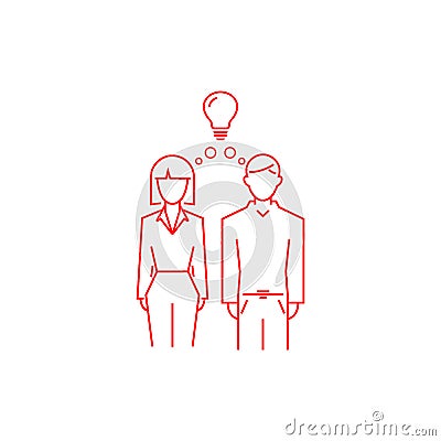 man and woman have an idea. concept of family strength. vector line style symbol Stock Photo