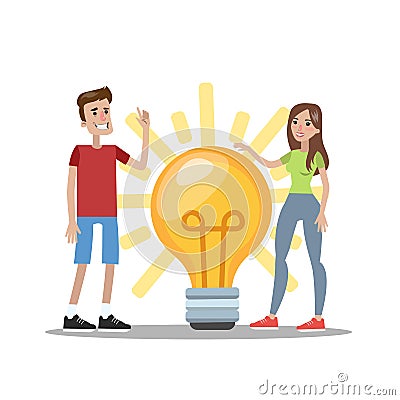 Man and woman have an idea Vector Illustration