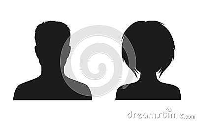 Man and woman head icon silhouette. Male and female avatar profile, face silhouette sign â€“ for stock Vector Illustration