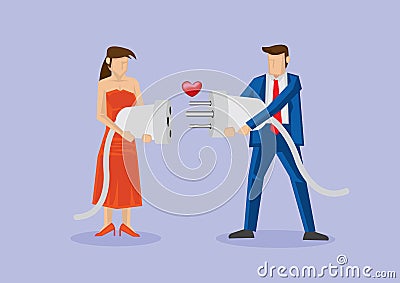 Man and Woman Love Connection Conceptual Vector Illustration Vector Illustration