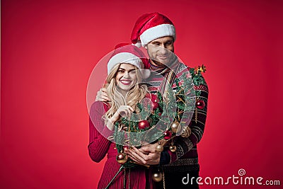 man and woman holiday new year christmas romance Stock Photo