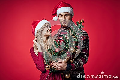 man and woman holiday new year christmas romance Stock Photo