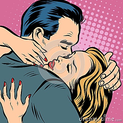 Man and woman hugs, love and romance Vector Illustration